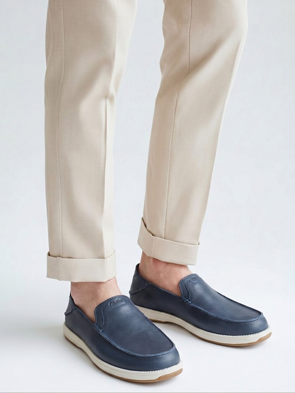 Olukai Kakaha Nia Leather Loafer Slip On Shoe Mood Indigo Men's